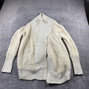 Staring at Stars‎ Cardigan Womens Small Beige Open Front Fuzzy Soft